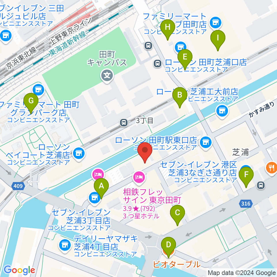 ミナトピアノ練習室周辺のカフェ一覧地図