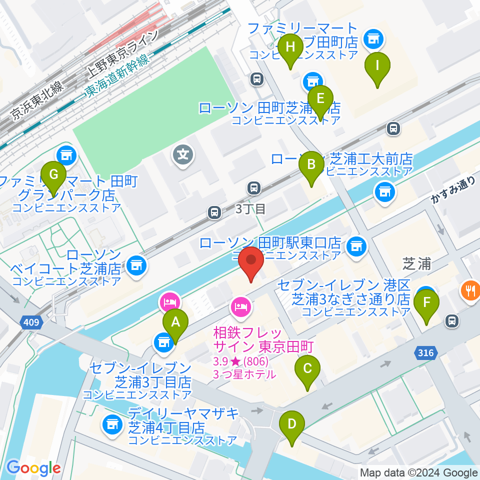 ミナトピアノ練習室周辺のカフェ一覧地図