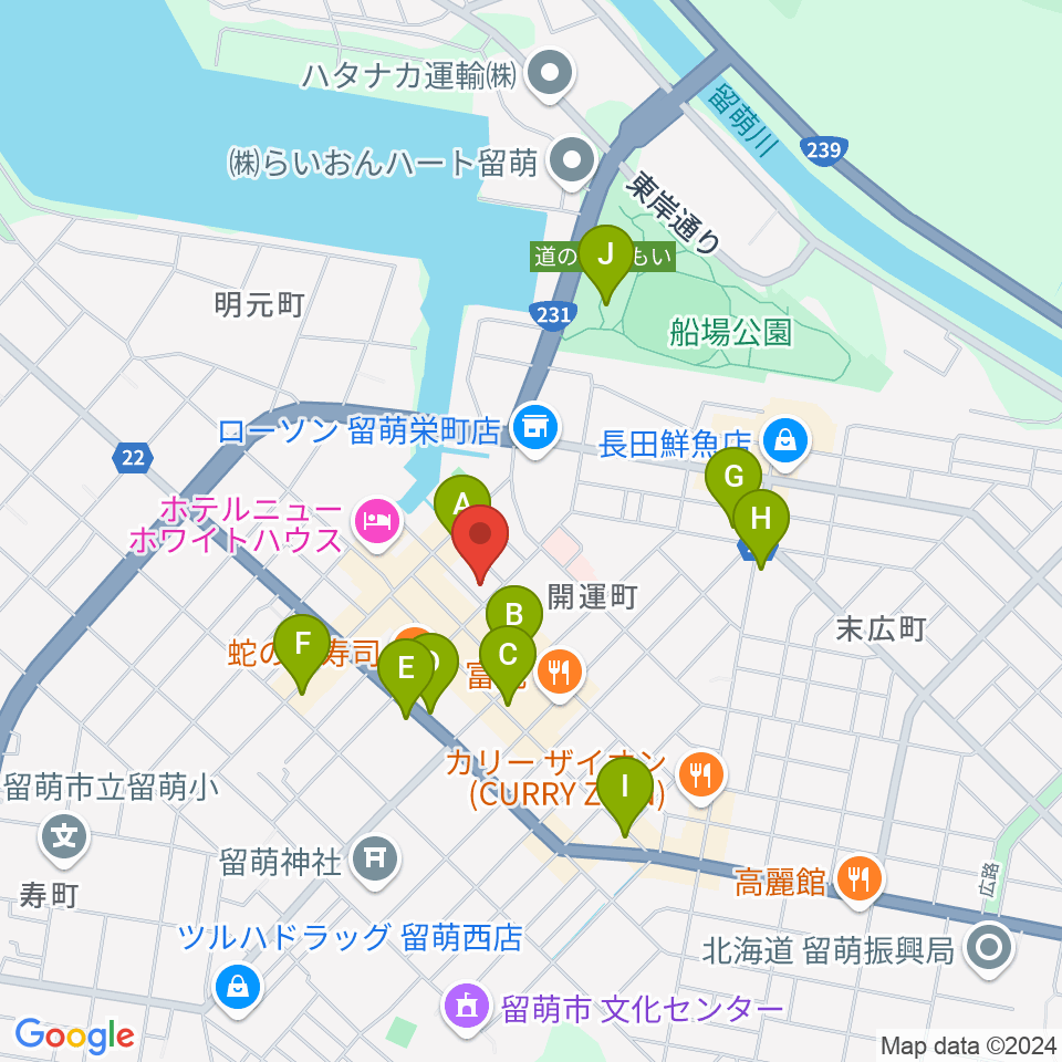 さしかわ楽器 留萌店周辺のカフェ一覧地図