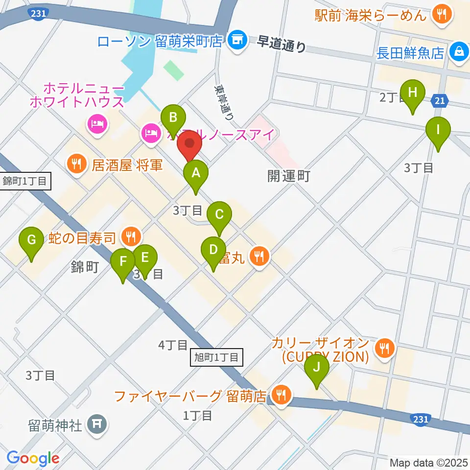 さしかわ楽器 留萌店周辺のカフェ一覧地図