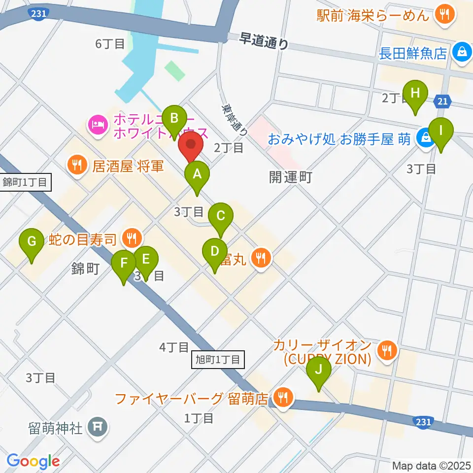 さしかわ楽器 留萌店周辺のカフェ一覧地図