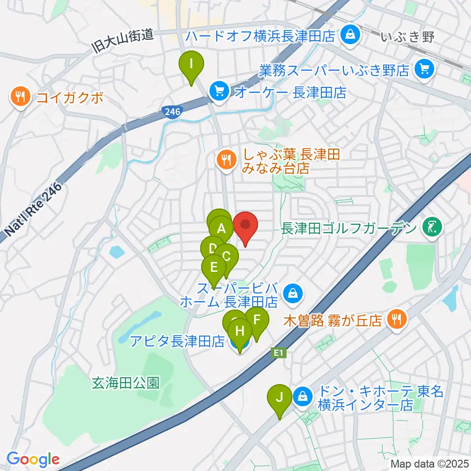 ローズ楽器工房周辺のカフェ一覧地図