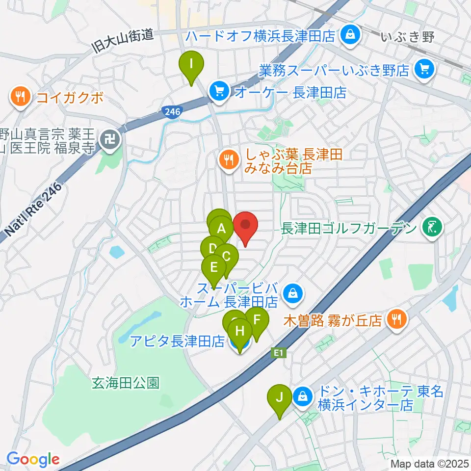 ローズ楽器工房周辺のカフェ一覧地図