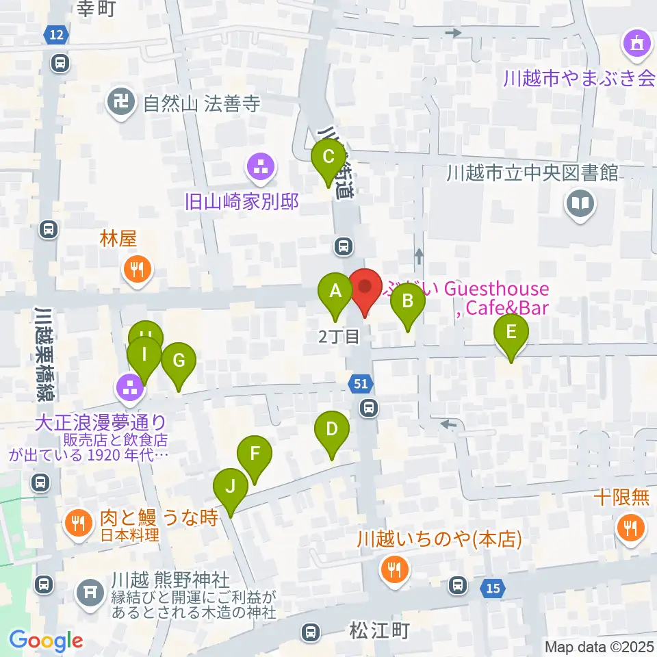 川越ROTOM周辺のカフェ一覧地図