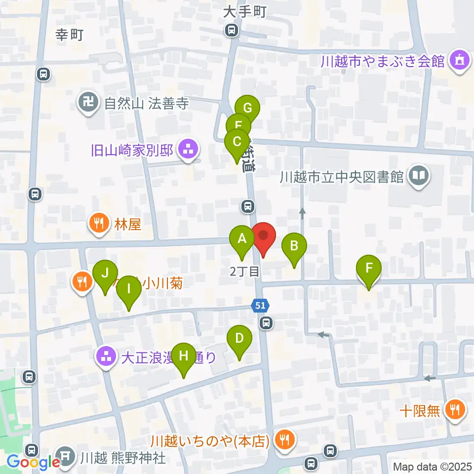 川越ROTOM周辺のカフェ一覧地図