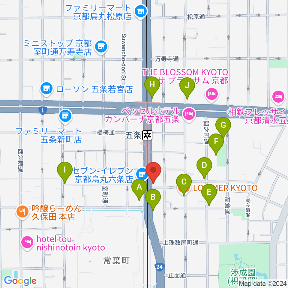 ベリーメリーミュージックスクール京都校周辺のカフェ一覧地図