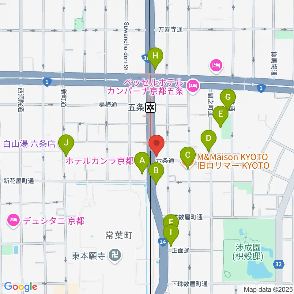 ベリーメリーミュージックスクール京都校周辺のカフェ一覧地図