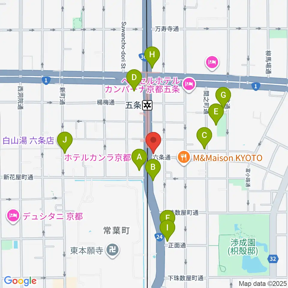 ベリーメリーミュージックスクール京都校周辺のカフェ一覧地図