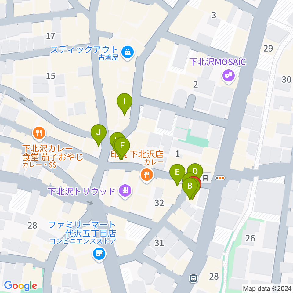 下北沢SEED SHIP周辺のカフェ一覧地図