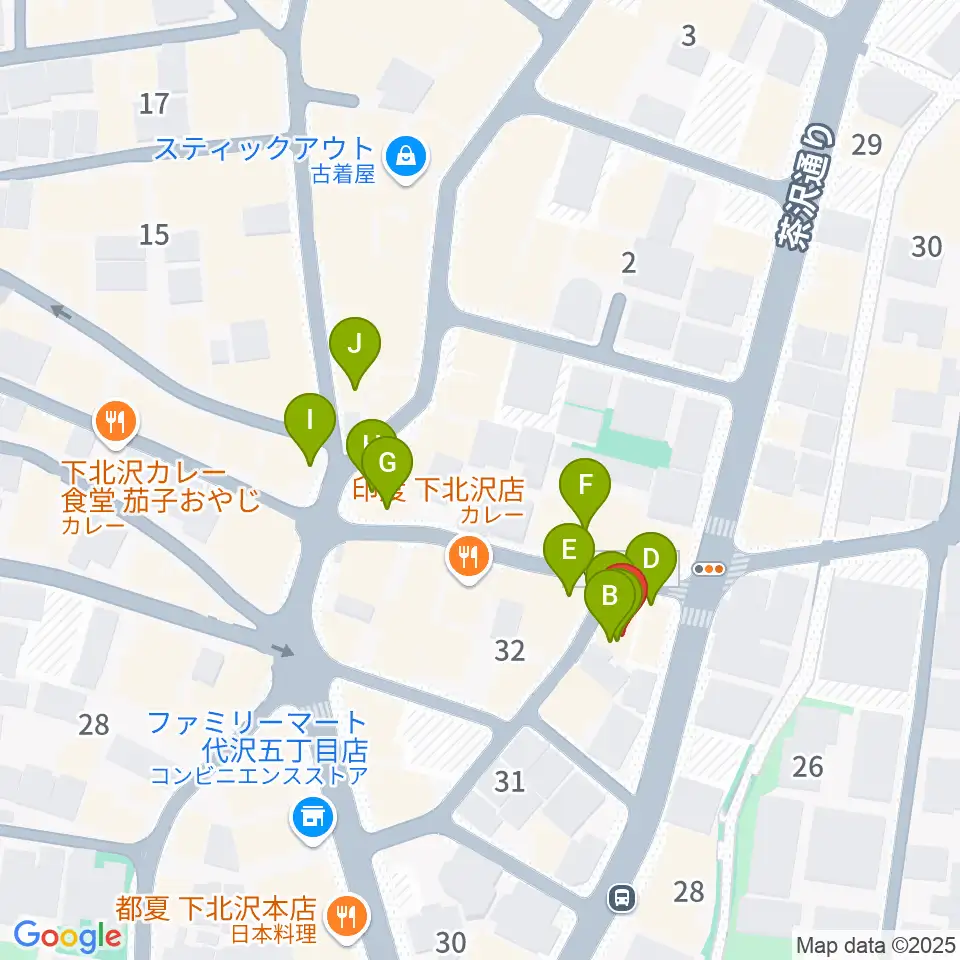 下北沢SEED SHIP周辺のカフェ一覧地図