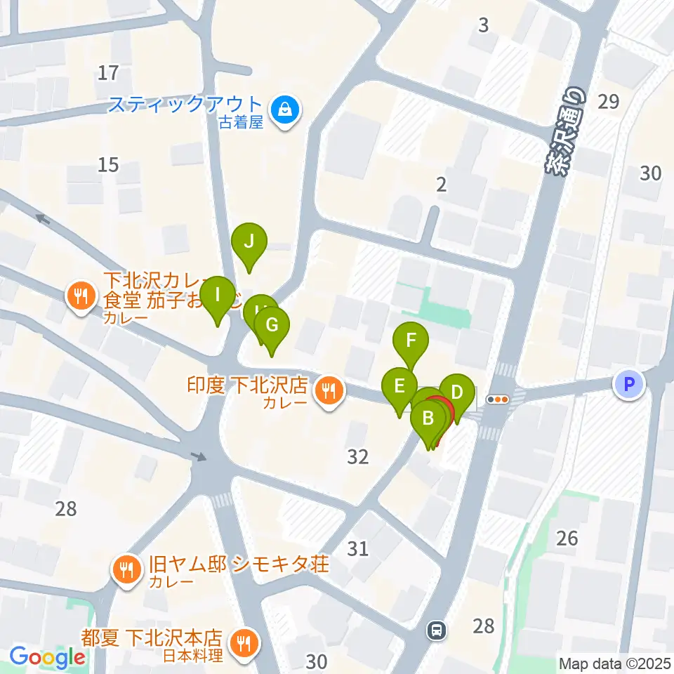 下北沢SEED SHIP周辺のカフェ一覧地図