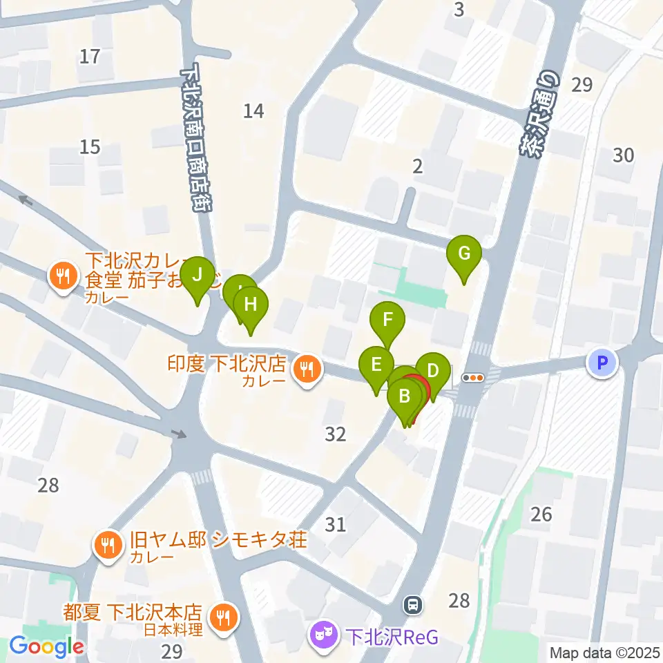 下北沢SEED SHIP周辺のカフェ一覧地図