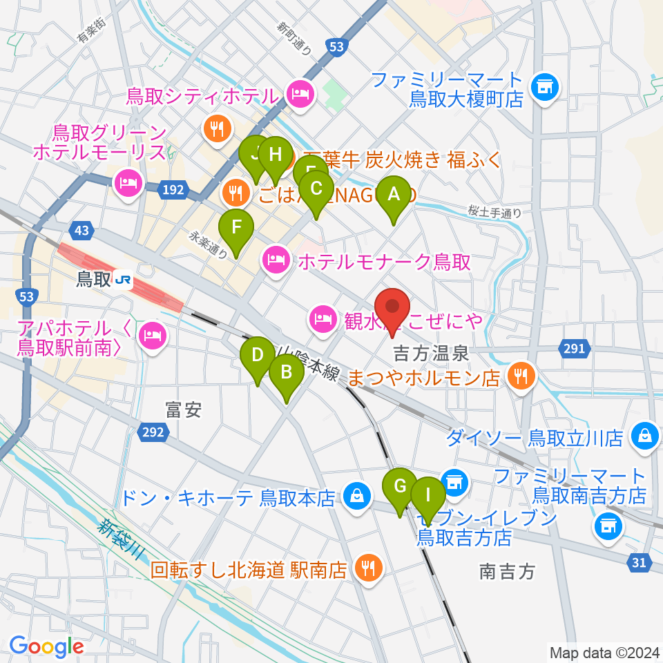 鳥取市文化ホール周辺のカフェ一覧地図