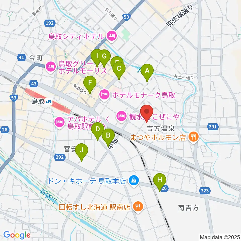 鳥取市文化ホール周辺のカフェ一覧地図