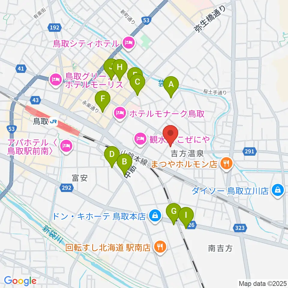 鳥取市文化ホール周辺のカフェ一覧地図
