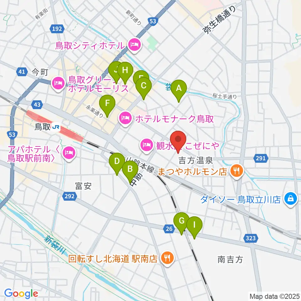 鳥取市文化ホール周辺のカフェ一覧地図