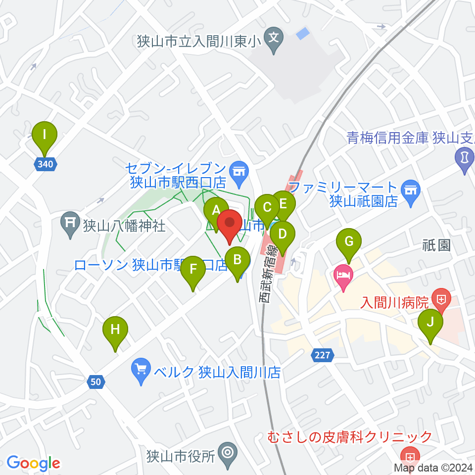 狭山市市民交流センター周辺のカフェ一覧地図