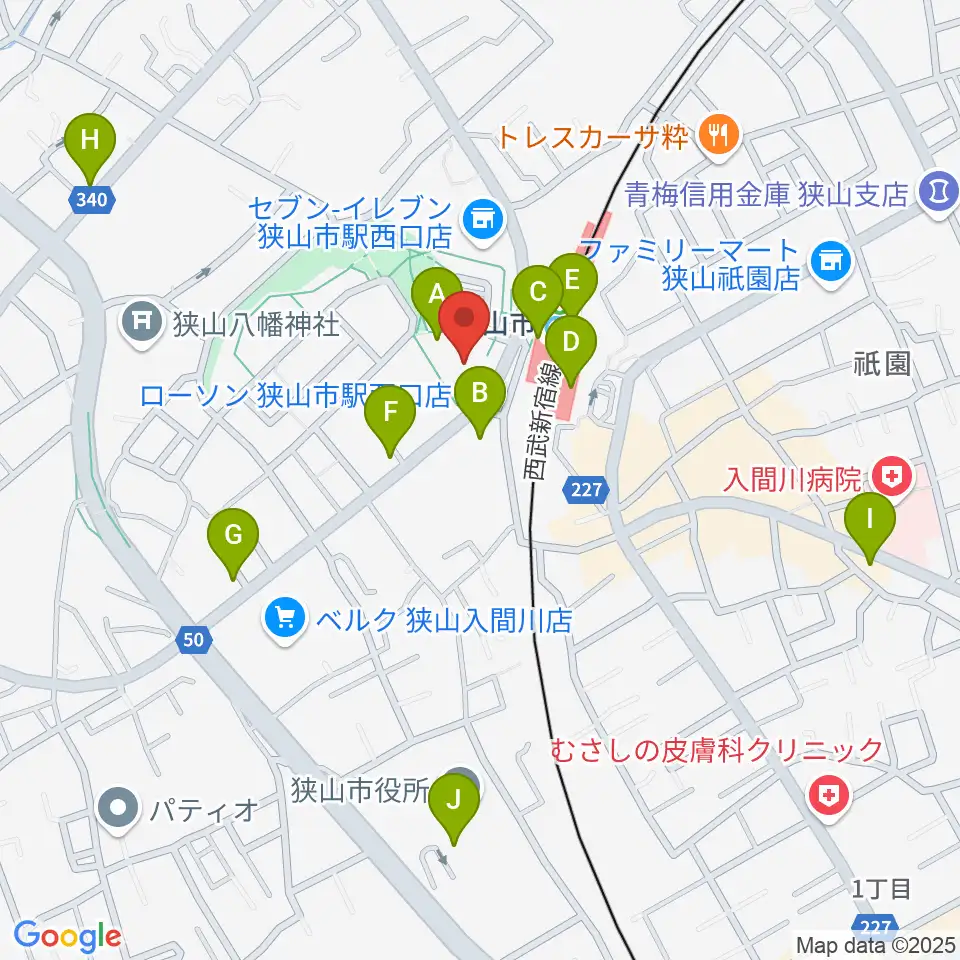 狭山市市民交流センター周辺のカフェ一覧地図