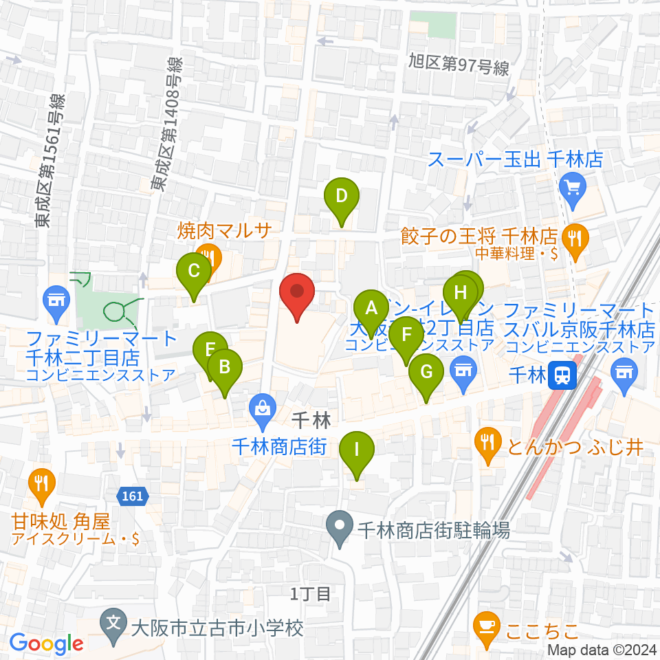 千林くらしエール館 フェニックスホール周辺のカフェ一覧地図