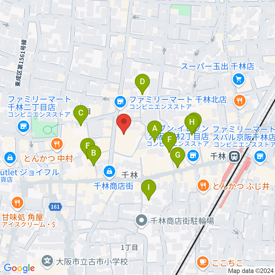 千林くらしエール館 フェニックスホール周辺のカフェ一覧地図