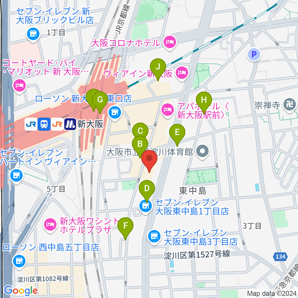 大阪市立青少年センター KOKOPLAZA周辺のカフェ一覧地図