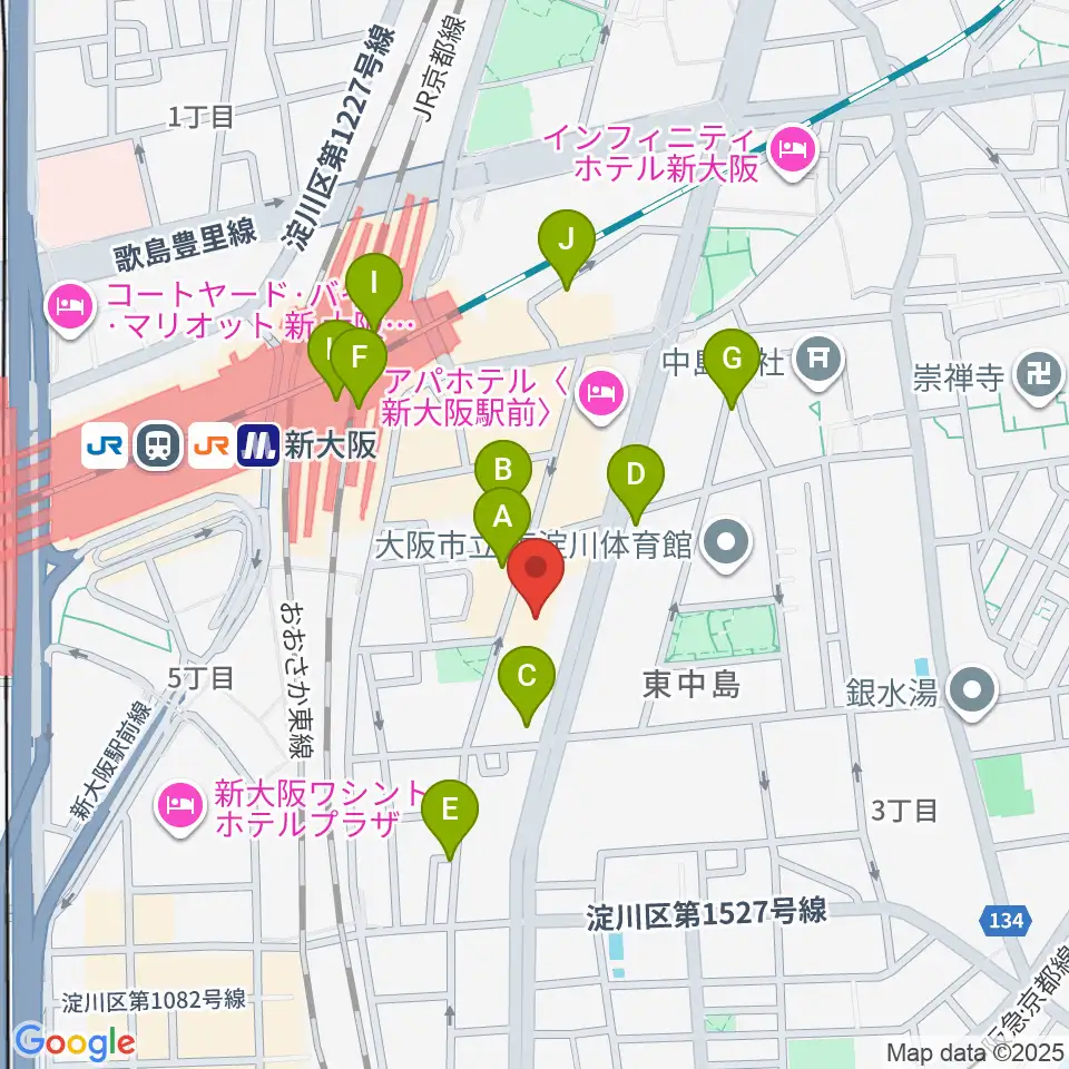 大阪市立青少年センター KOKOPLAZA周辺のカフェ一覧地図