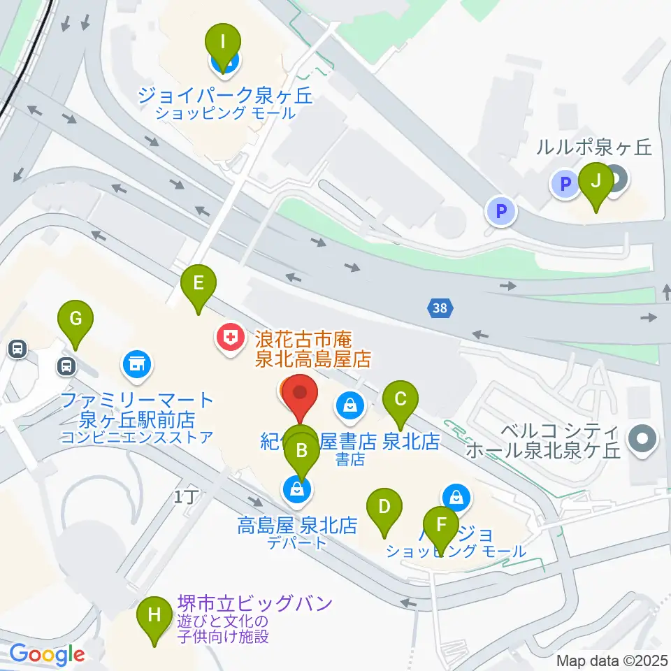 ワタナベ楽器店パンジョミュージックセンター周辺のカフェ一覧地図