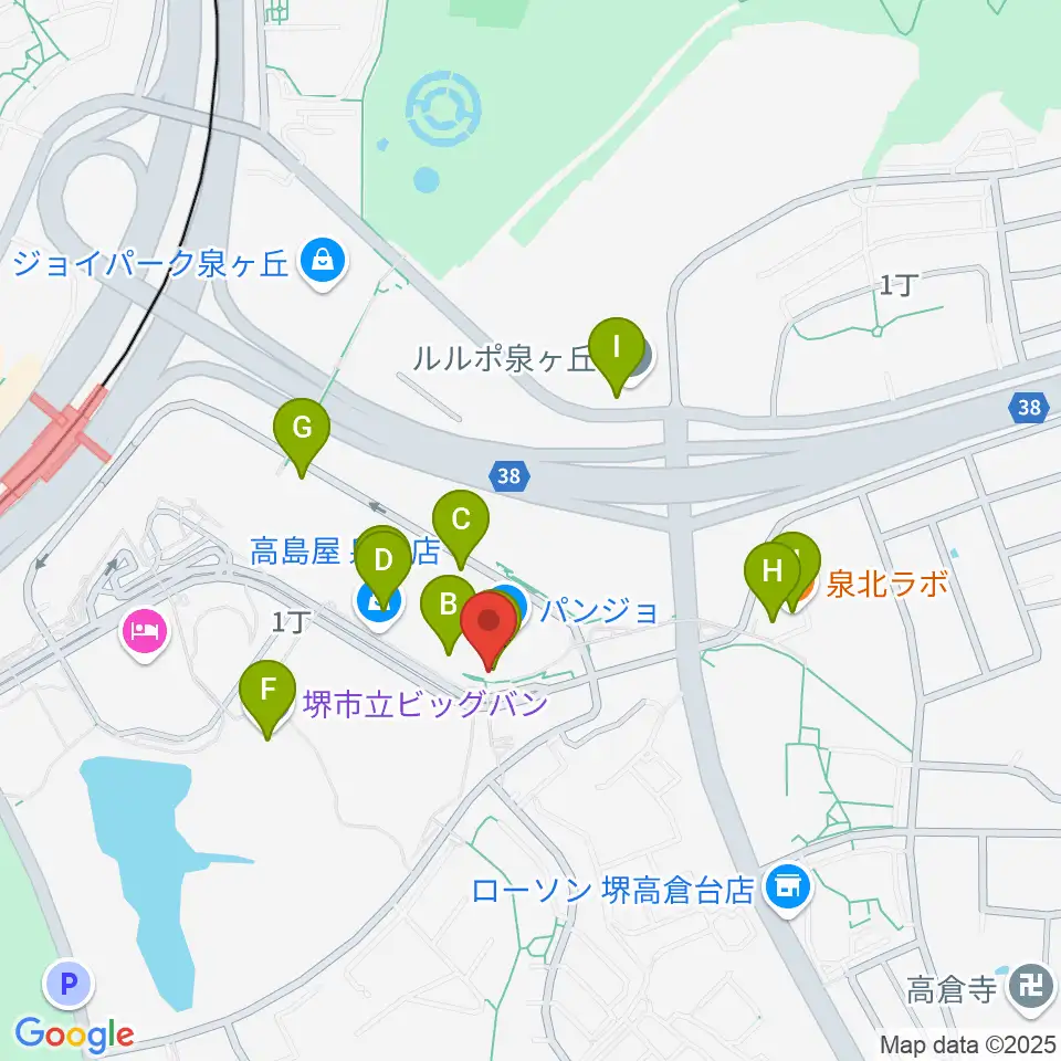 ワタナベ楽器店パンジョミュージックセンター周辺のカフェ一覧地図