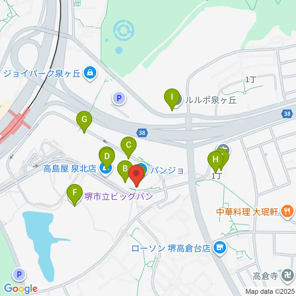 ワタナベ楽器店パンジョミュージックセンター周辺のカフェ一覧地図