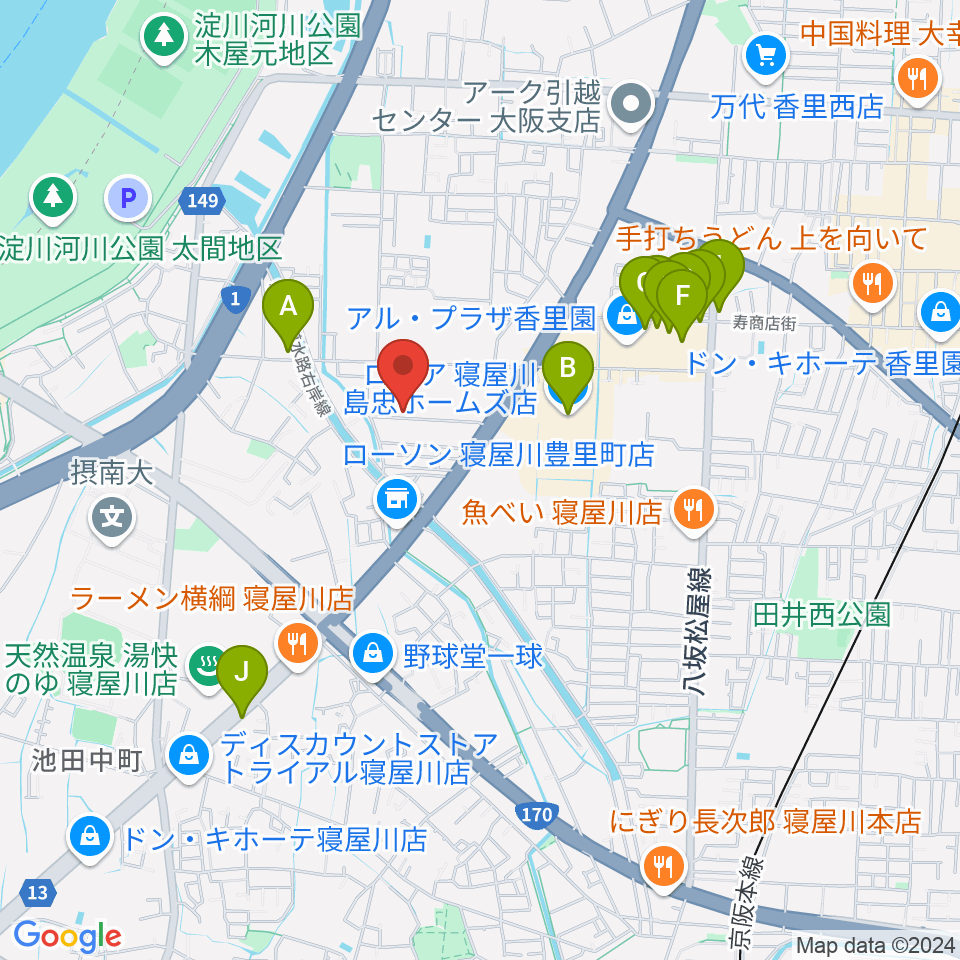 RISOおんがくいん周辺のカフェ一覧地図