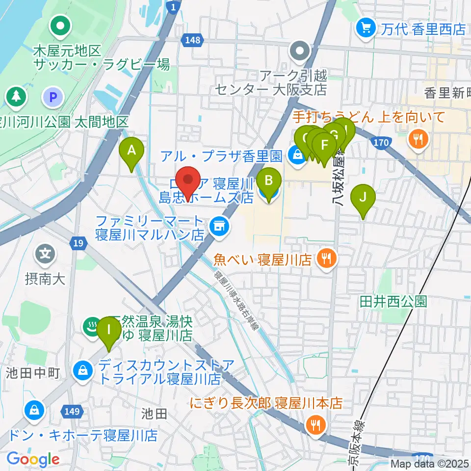 RISOおんがくいん周辺のカフェ一覧地図
