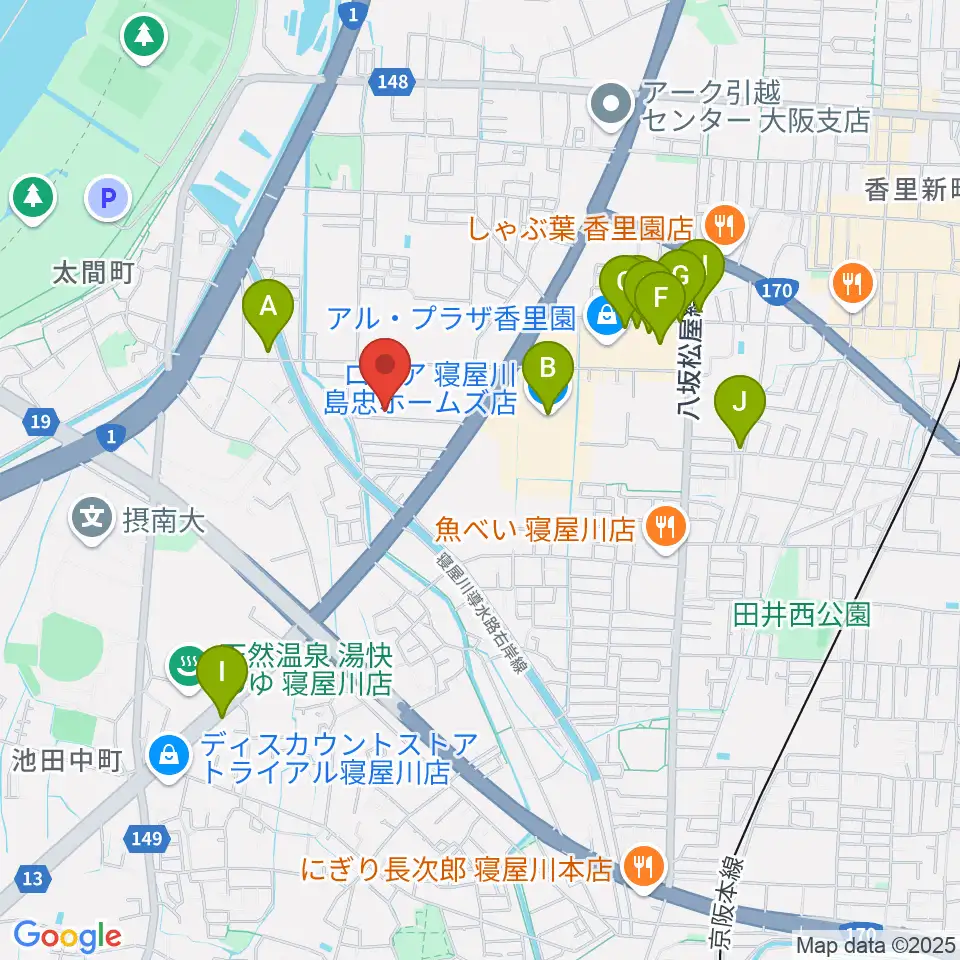 RISOおんがくいん周辺のカフェ一覧地図