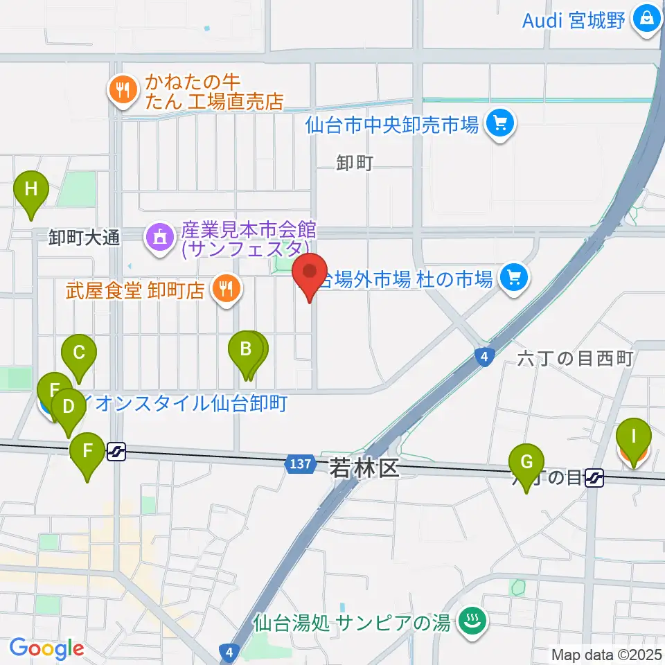 せんだい演劇工房10-BOX周辺のカフェ一覧地図