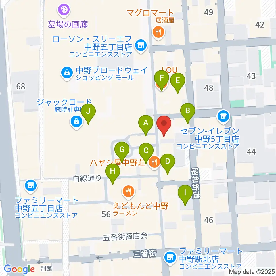 中野JET BAR周辺のカフェ一覧地図