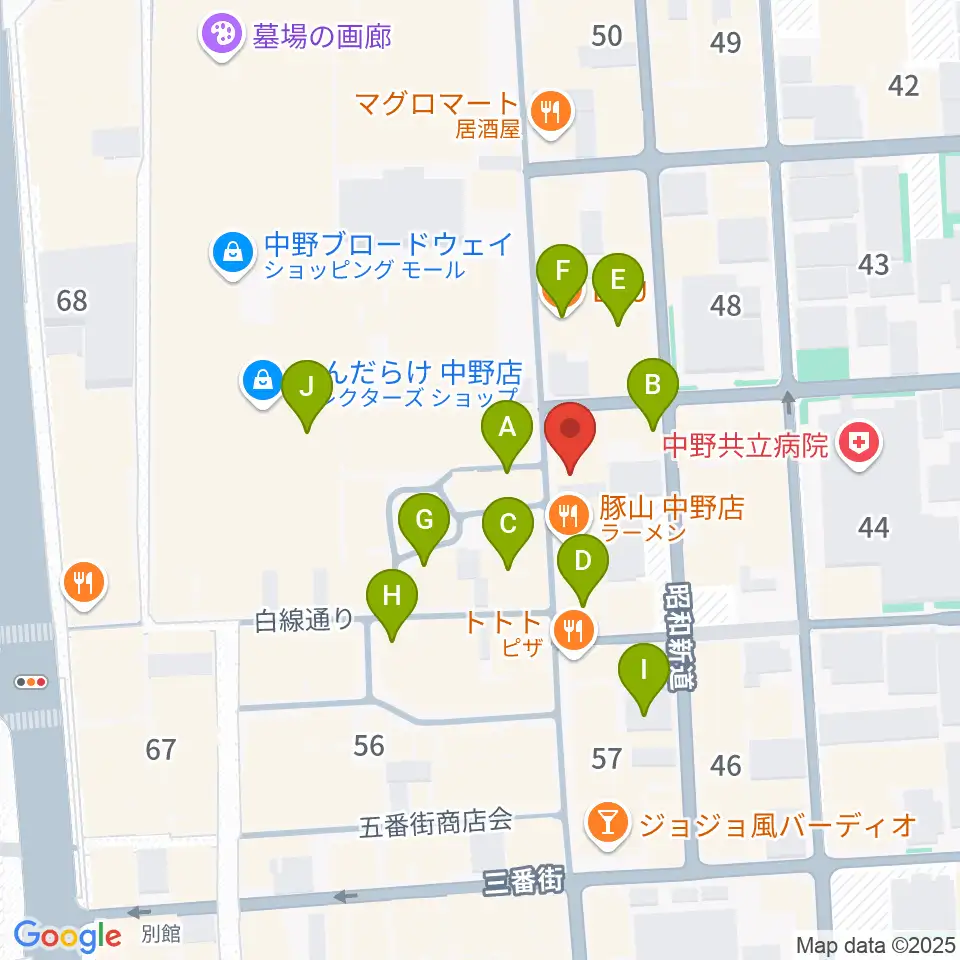 中野JET BAR周辺のカフェ一覧地図