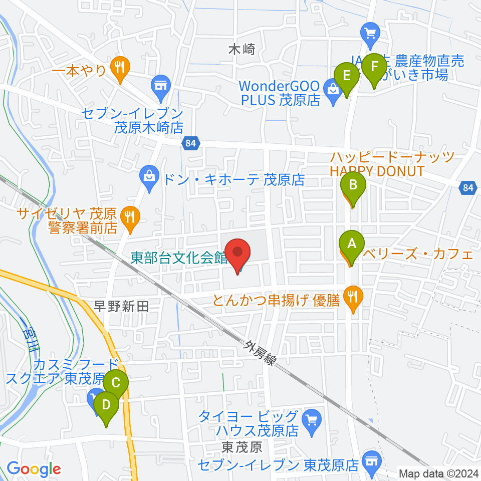 東部台文化会館周辺のカフェ一覧地図