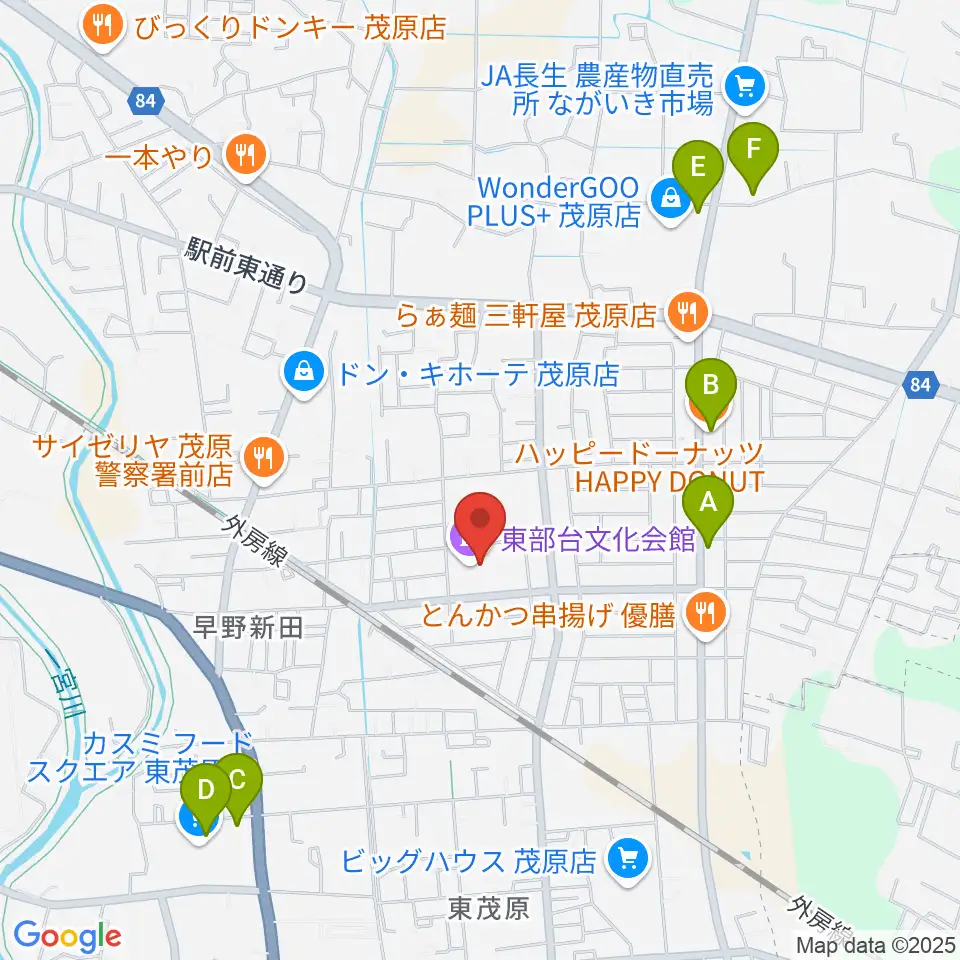 東部台文化会館周辺のカフェ一覧地図