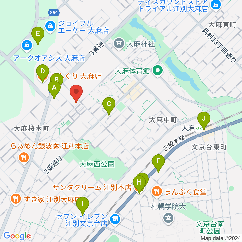 さくらぎピアノ教室周辺のカフェ一覧地図