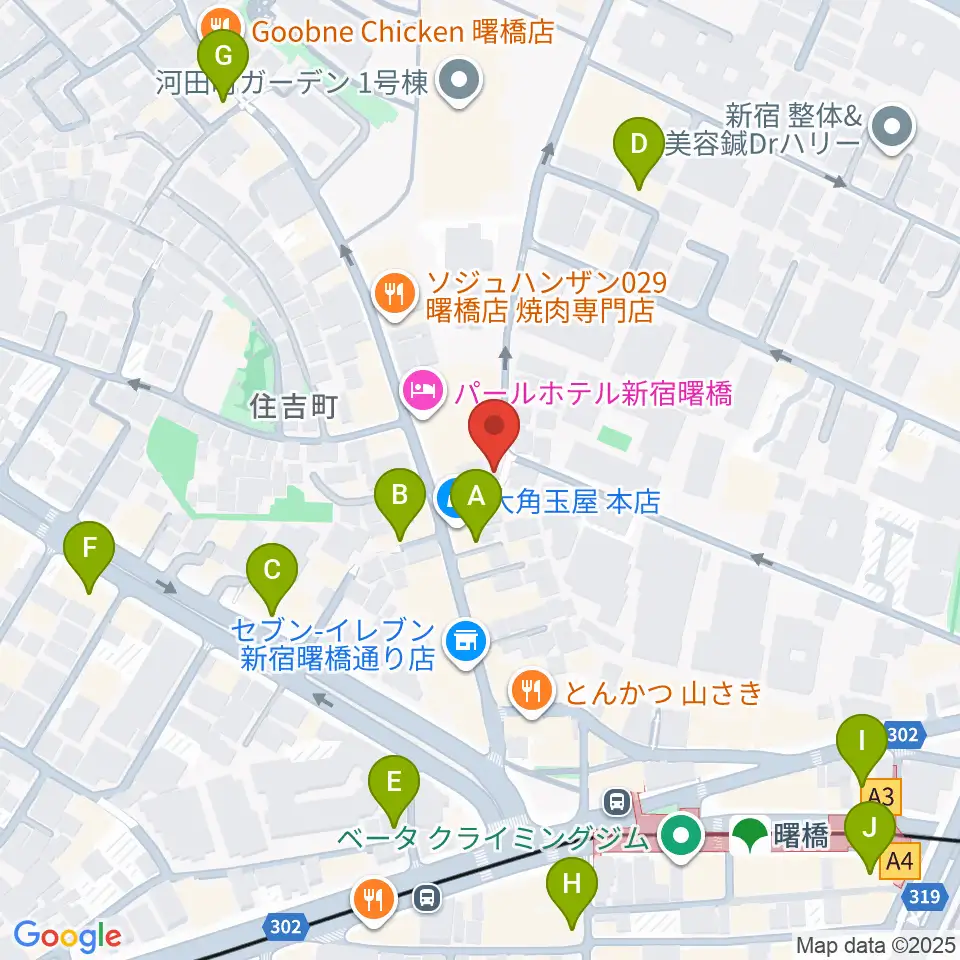 曙橋コタン周辺のカフェ一覧地図