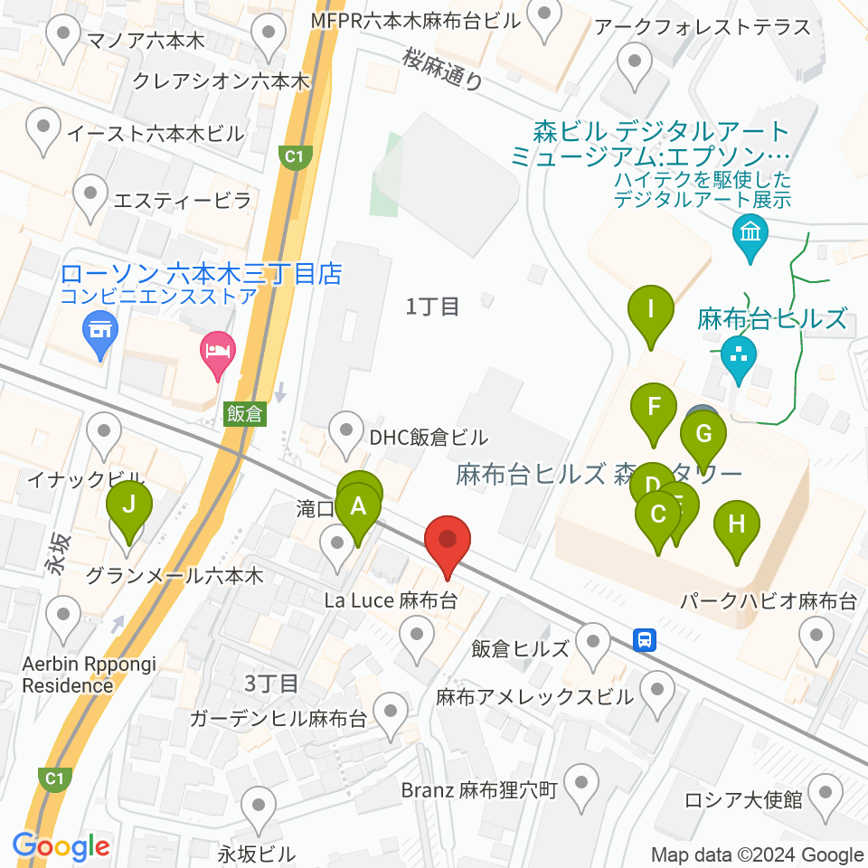 六本木CUBE周辺のカフェ一覧地図