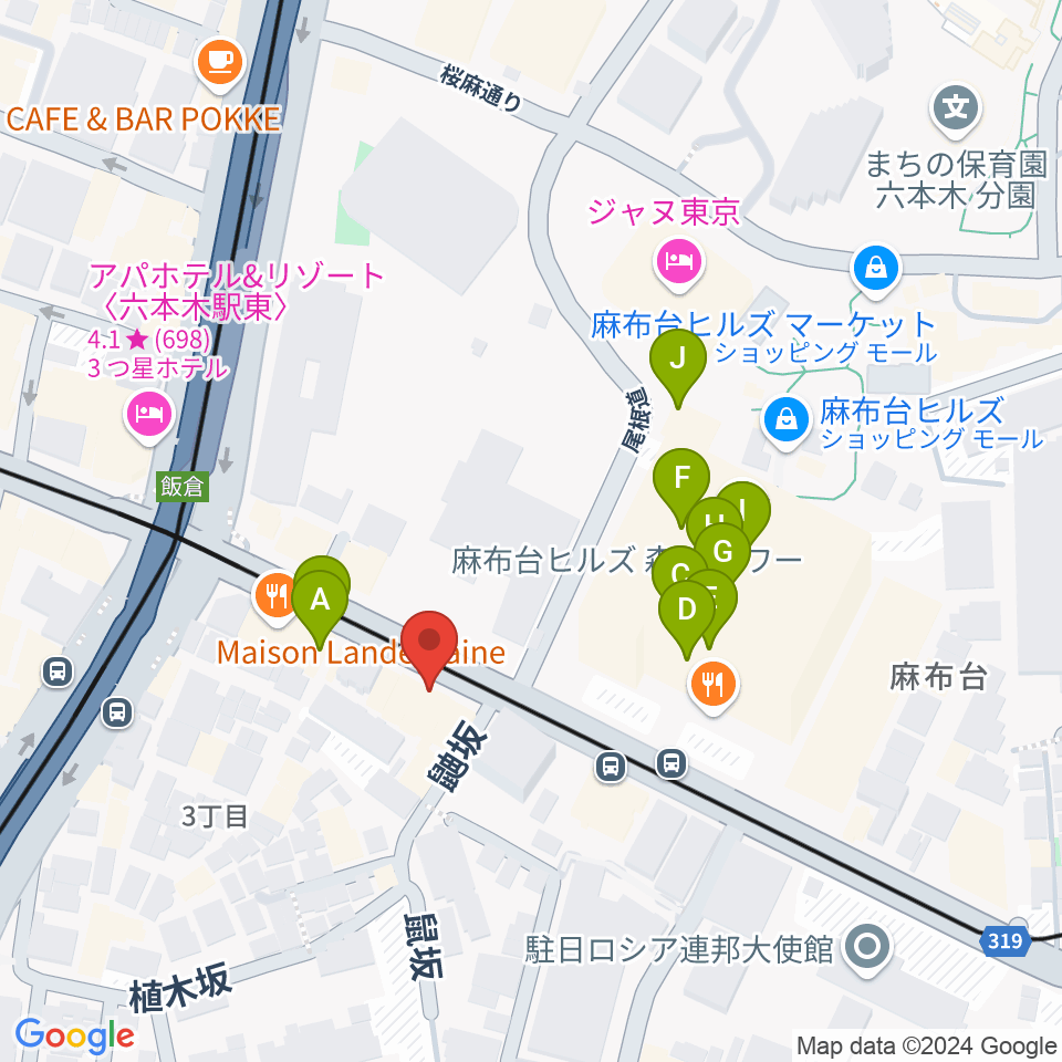 六本木CUBE周辺のカフェ一覧地図