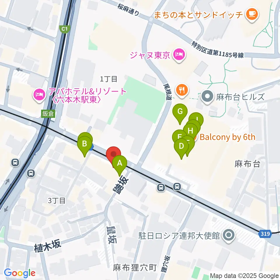 六本木CUBE周辺のカフェ一覧地図