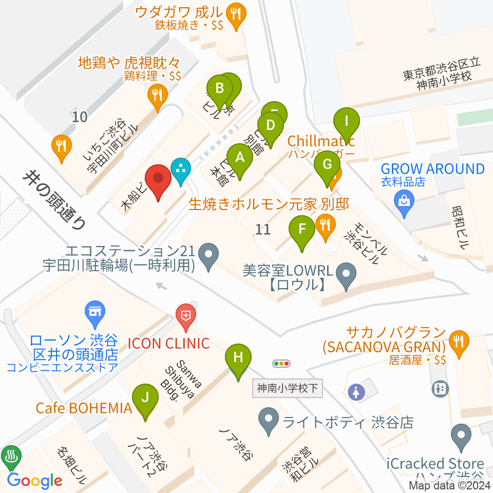 渋谷JUMP周辺のカフェ一覧地図