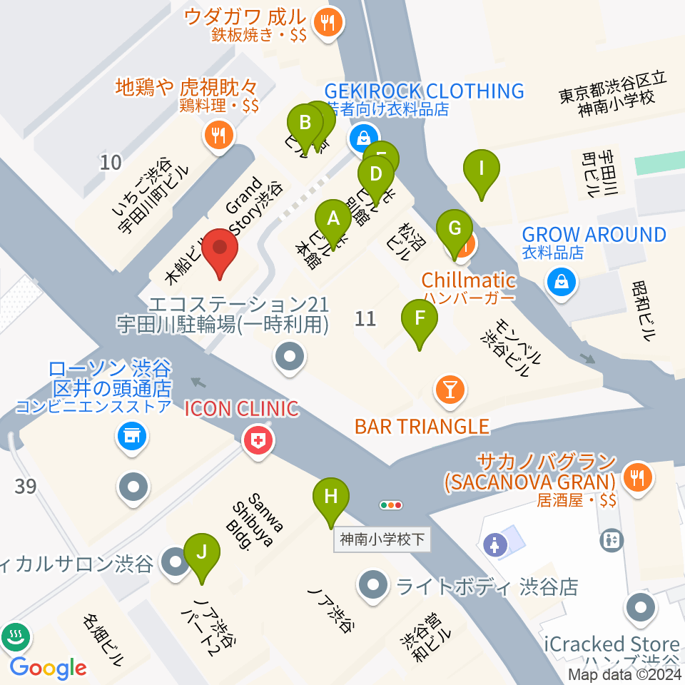 渋谷JUMP周辺のカフェ一覧地図