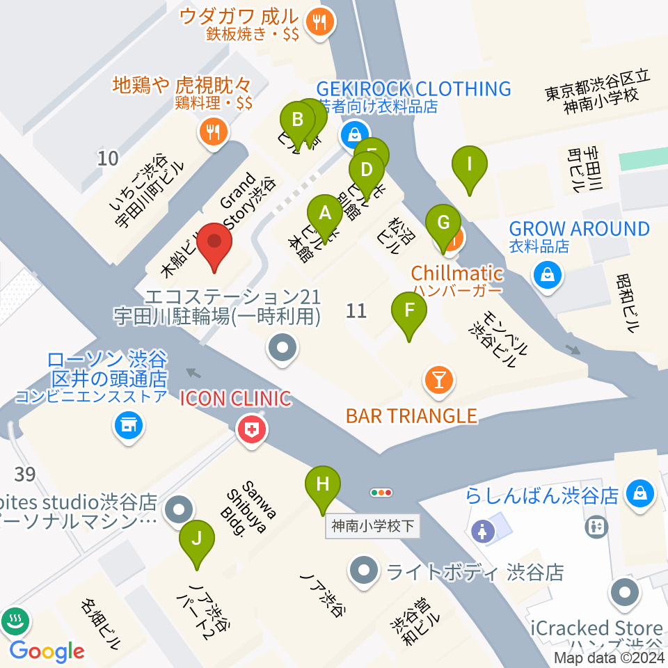 渋谷JUMP周辺のカフェ一覧地図