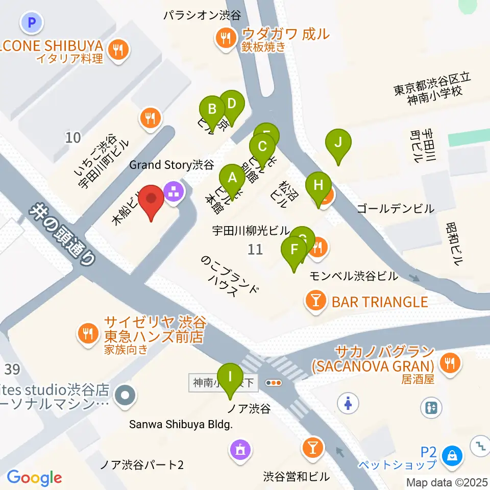 渋谷JUMP周辺のカフェ一覧地図
