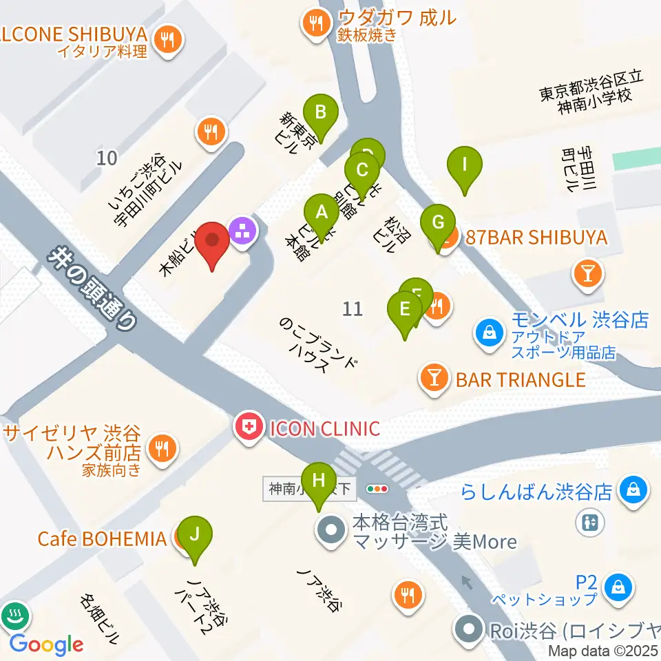 渋谷JUMP周辺のカフェ一覧地図