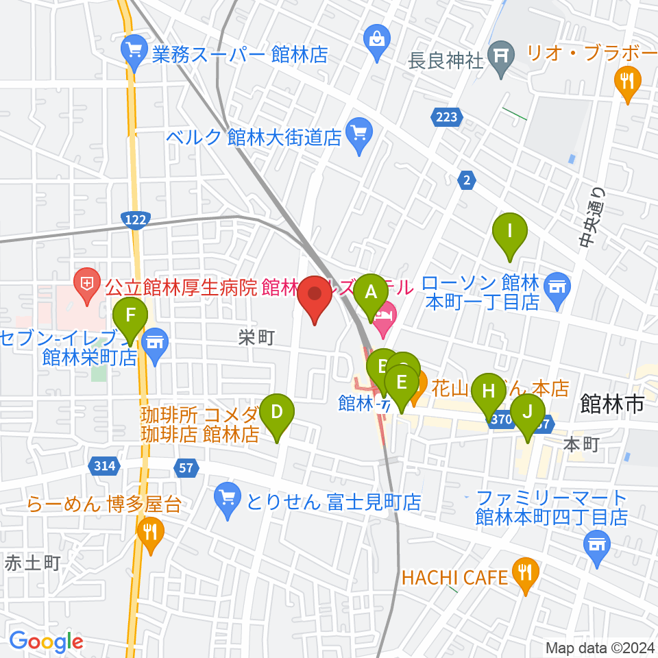 文右衛門ホール周辺のカフェ一覧地図