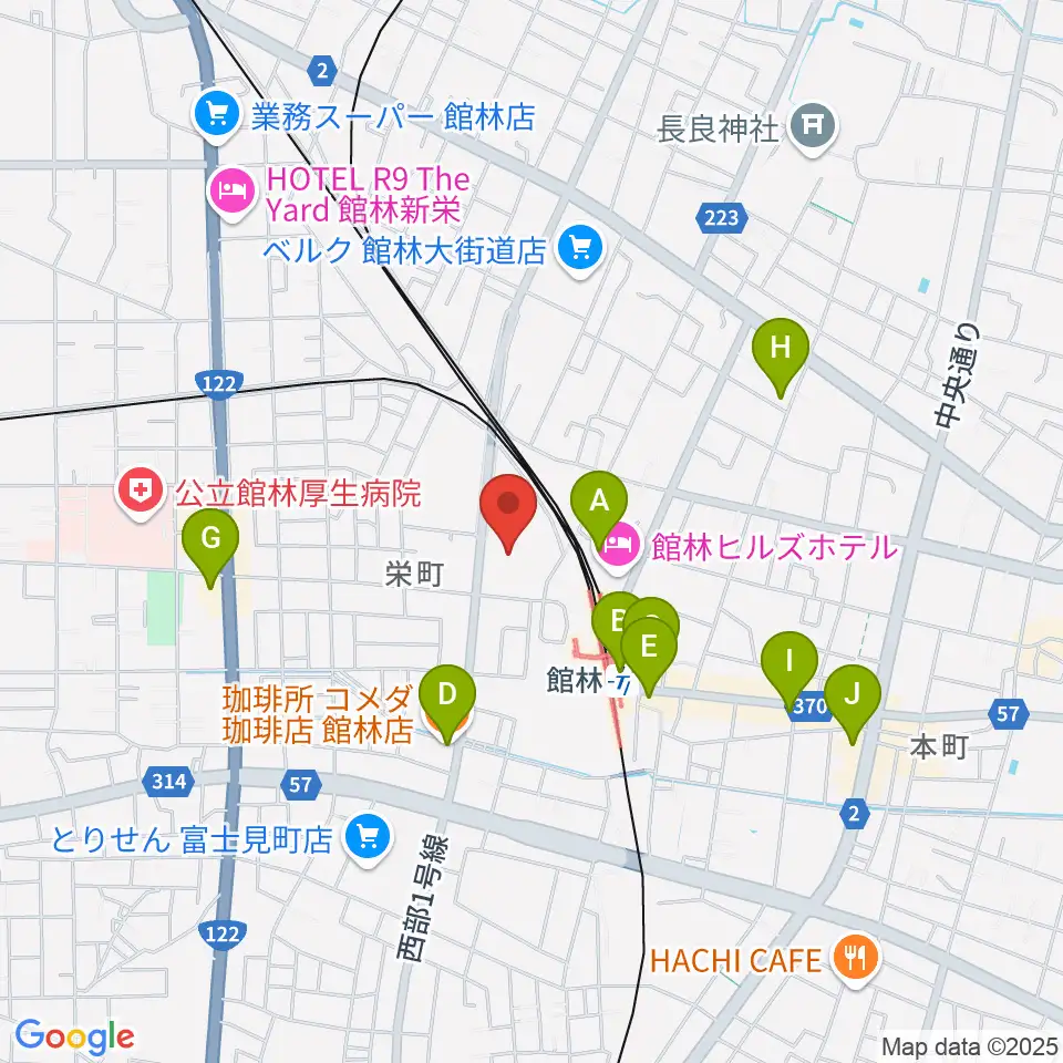 文右衛門ホール周辺のカフェ一覧地図