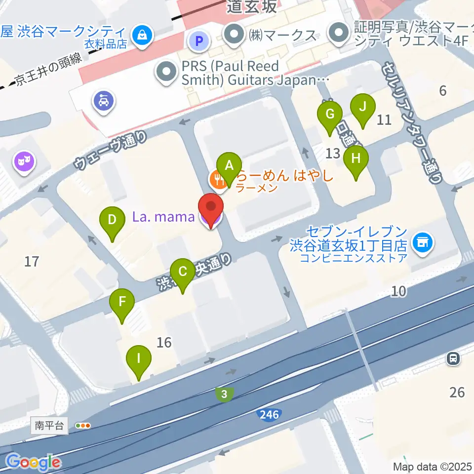 渋谷La.mama周辺のカフェ一覧地図